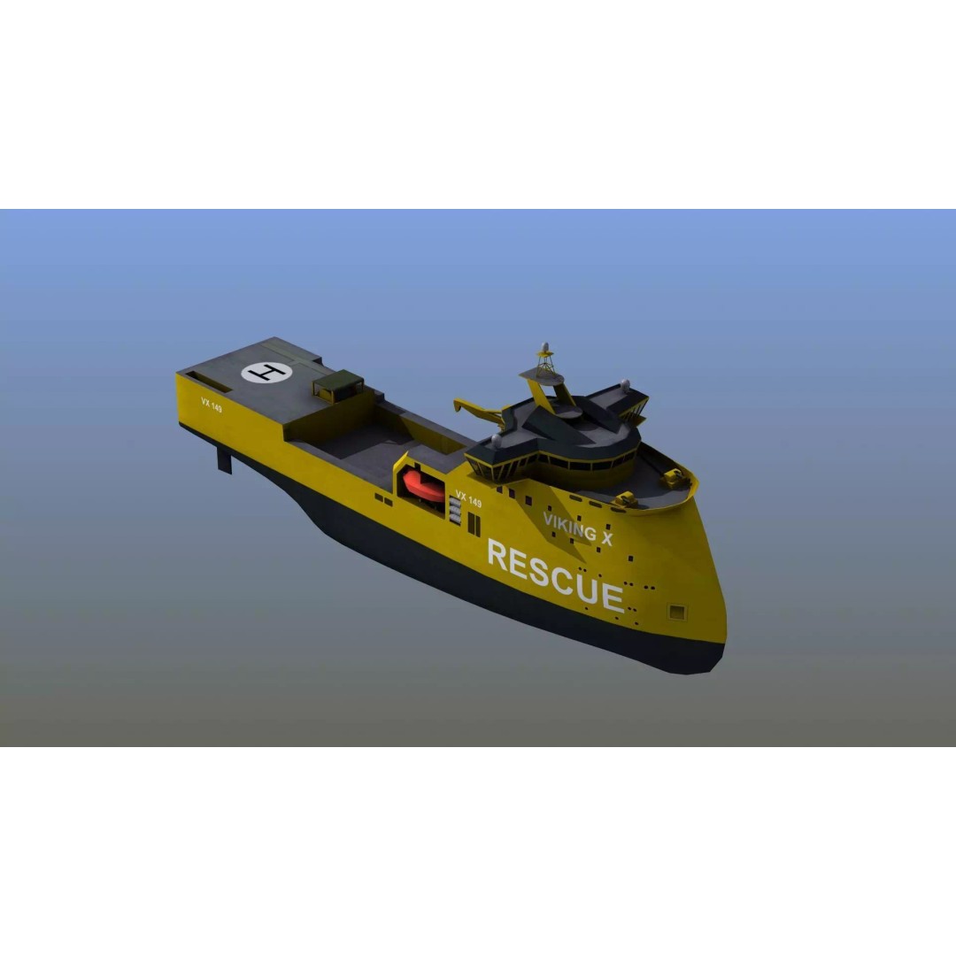 X-Bow Rescue Ship 3D Model – Low Poly Game Ready Watercraft, FBX - View 2