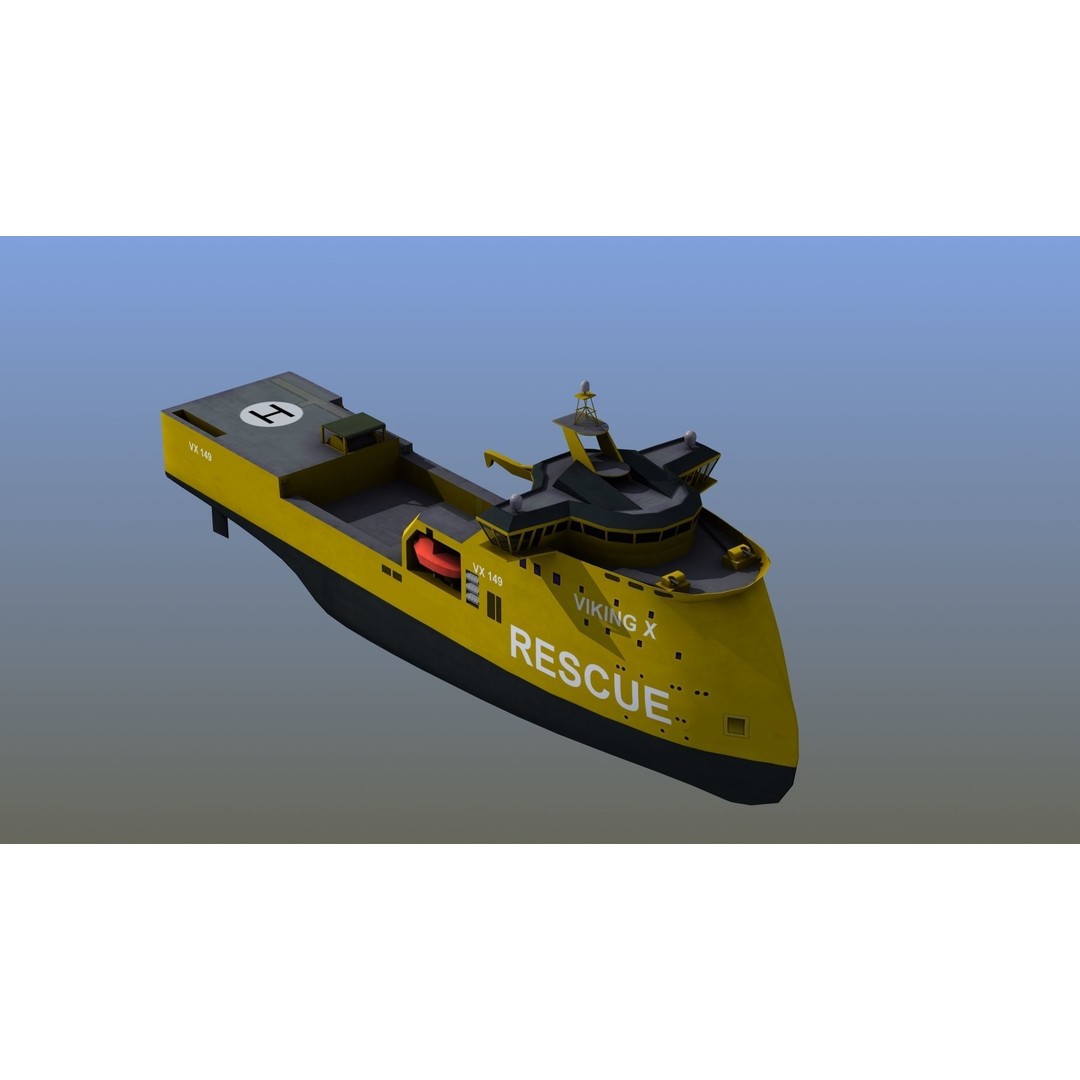 X-Bow Rescue Ship 3D Model – Low Poly Game Ready Watercraft, FBX - View 20