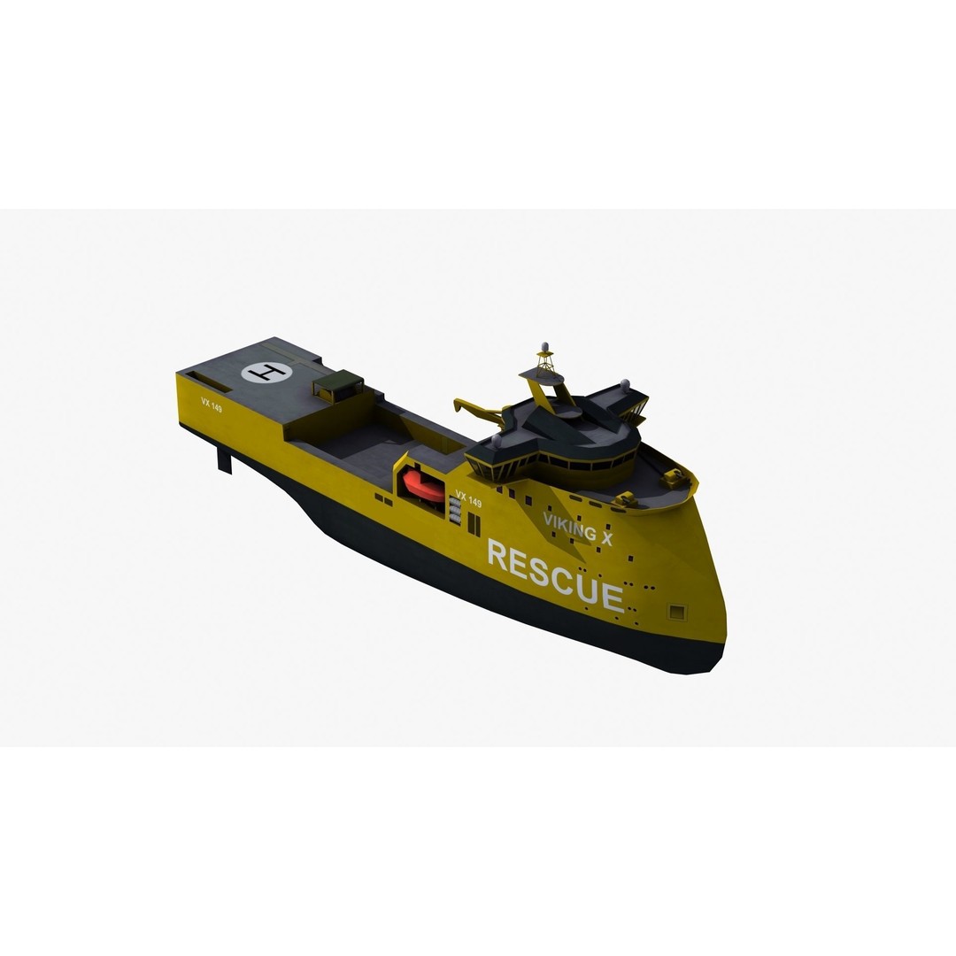 X-Bow Rescue Ship 3D Model – Low Poly Game Ready Watercraft, FBX - View 22