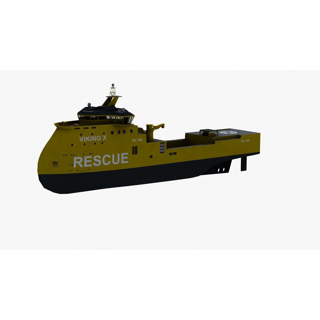 X-Bow Rescue Ship 3D Model – Low Poly Game Ready Watercraft, FBX - View 24