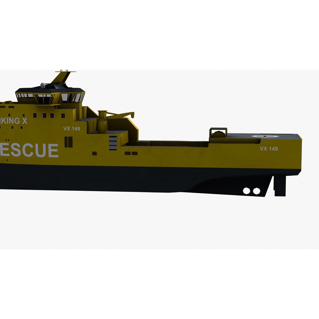 X-Bow Rescue Ship 3D Model – Low Poly Game Ready Watercraft, FBX - View 25