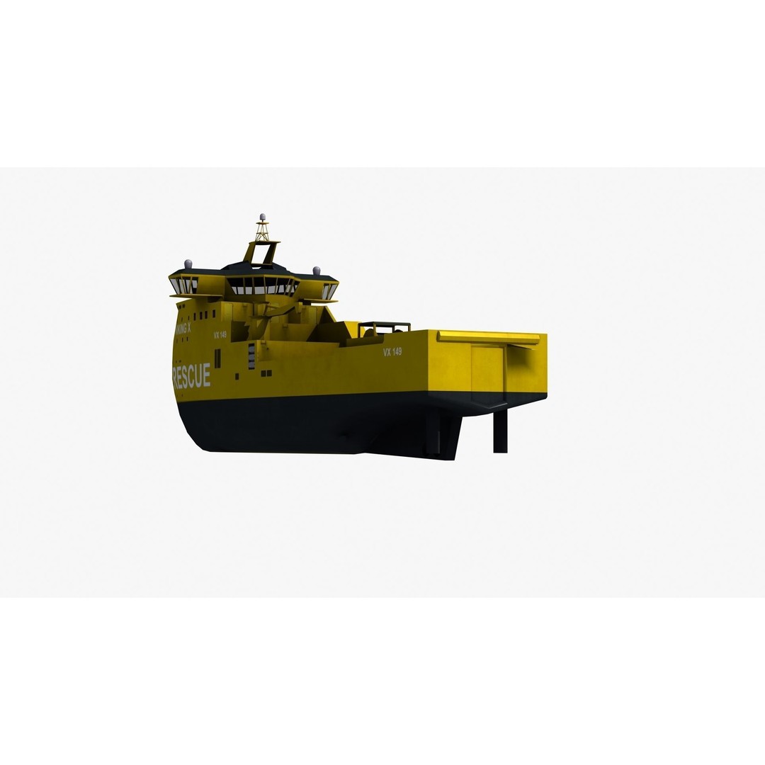 X-Bow Rescue Ship 3D Model – Low Poly Game Ready Watercraft, FBX - View 26