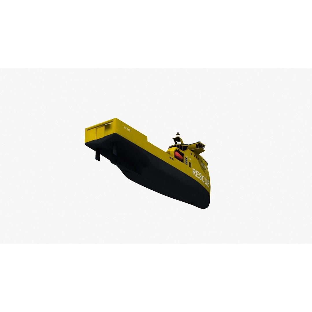 X-Bow Rescue Ship 3D Model – Low Poly Game Ready Watercraft, FBX - View 28