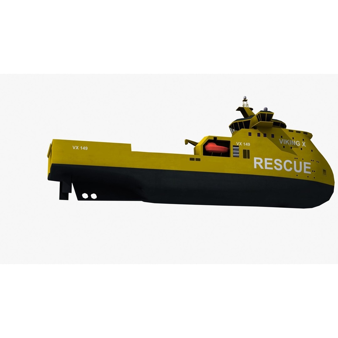 X-Bow Rescue Ship 3D Model – Low Poly Game Ready Watercraft, FBX - View 29