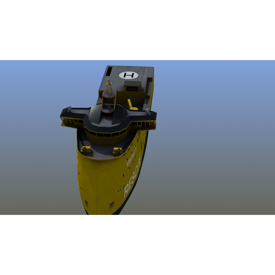 X-Bow Rescue Ship 3D Model – Low Poly Game Ready Watercraft, FBX - View 3