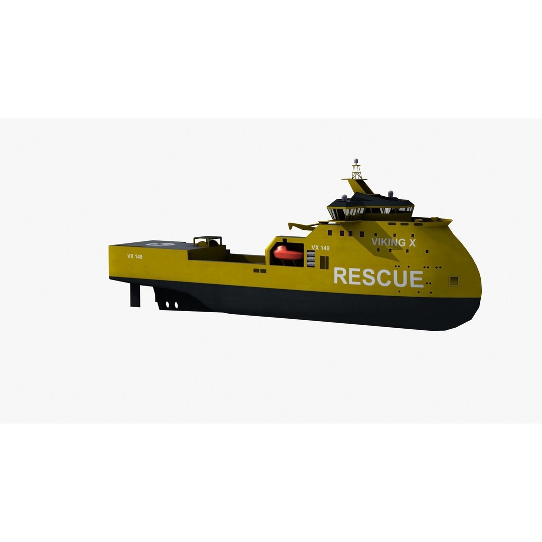 X-Bow Rescue Ship 3D Model – Low Poly Game Ready Watercraft, FBX - View 30