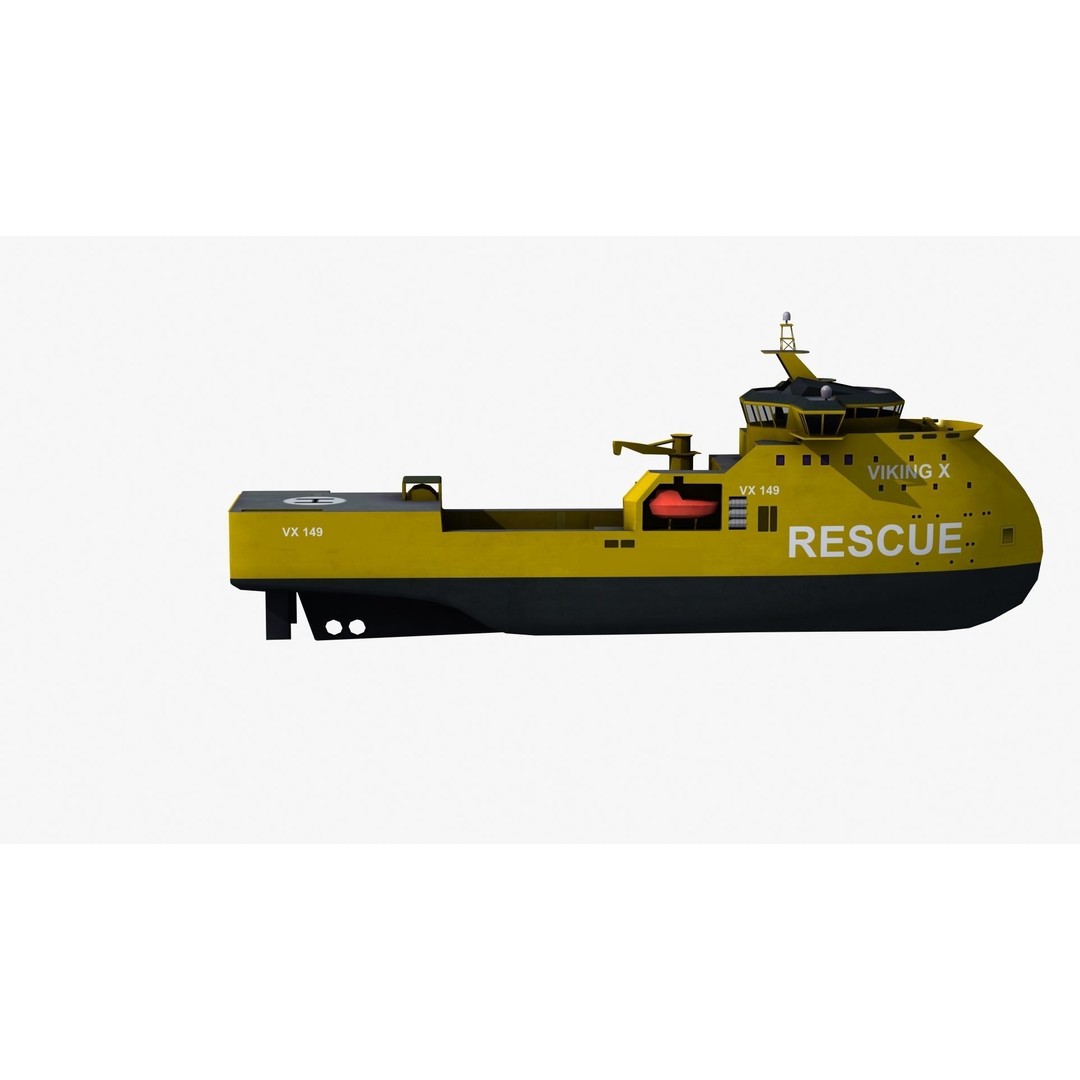 X-Bow Rescue Ship 3D Model – Low Poly Game Ready Watercraft, FBX - View 31
