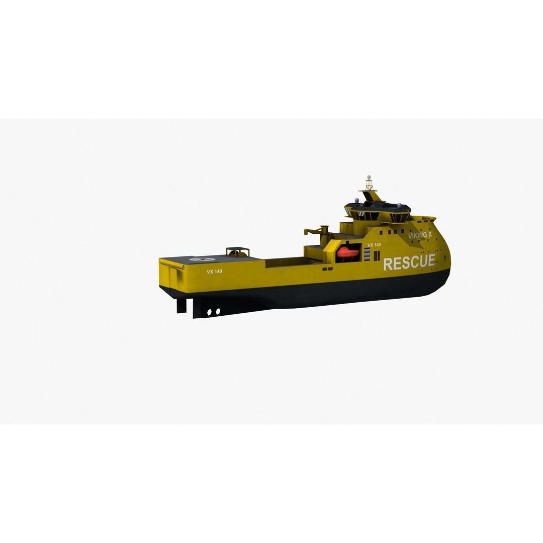 X-Bow Rescue Ship 3D Model – Low Poly Game Ready Watercraft, FBX - View 32