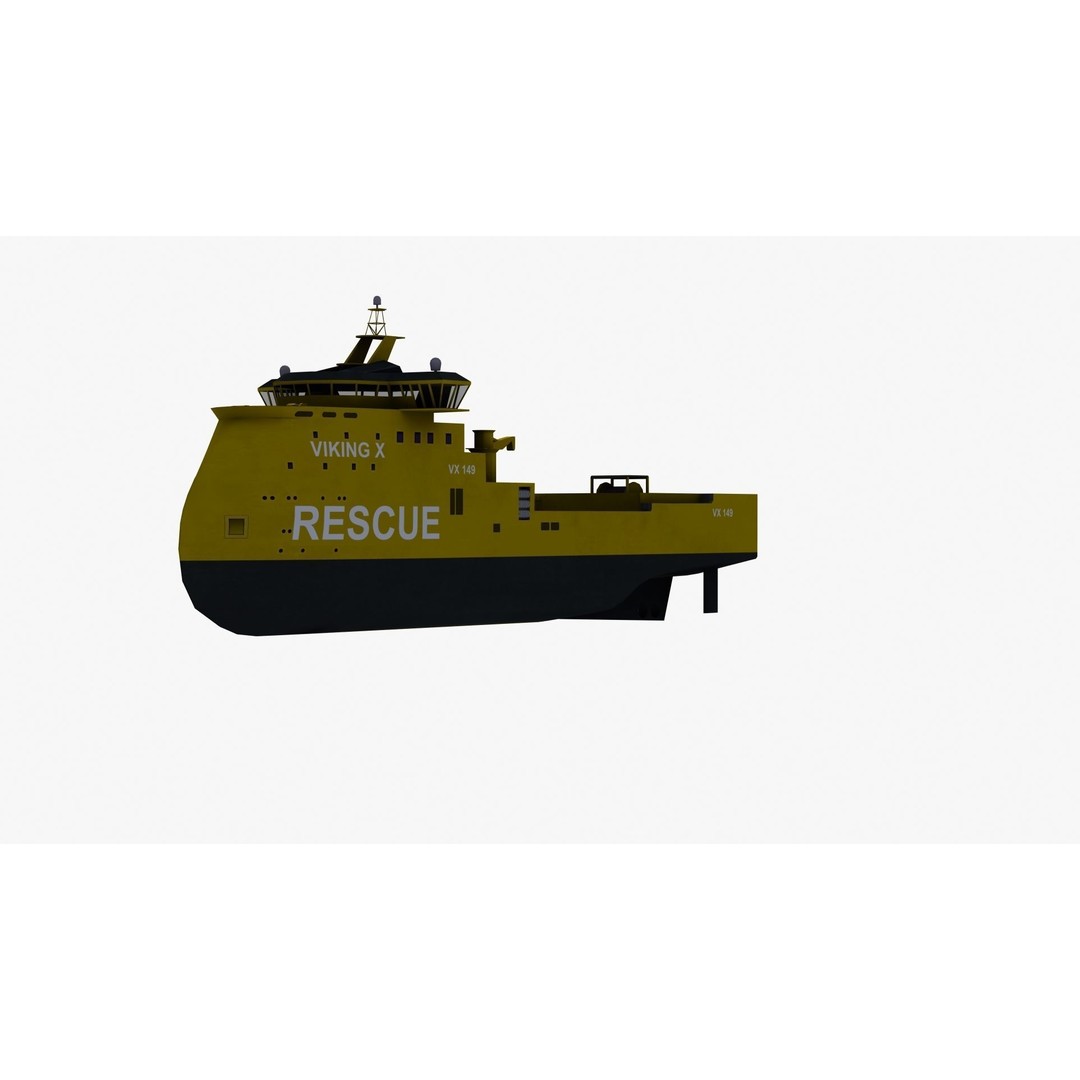X-Bow Rescue Ship 3D Model – Low Poly Game Ready Watercraft, FBX - View 33