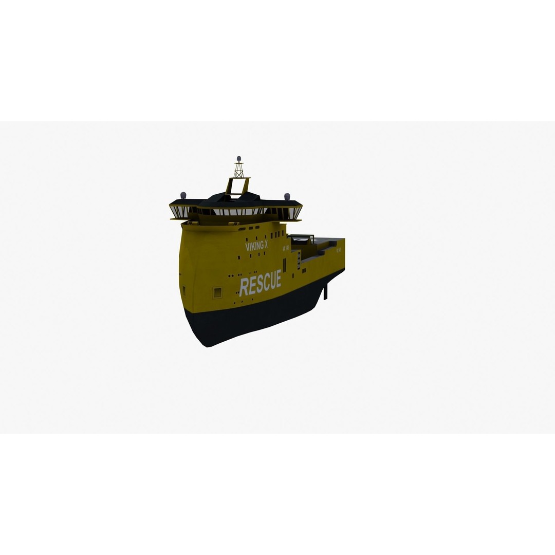 X-Bow Rescue Ship 3D Model – Low Poly Game Ready Watercraft, FBX - View 34