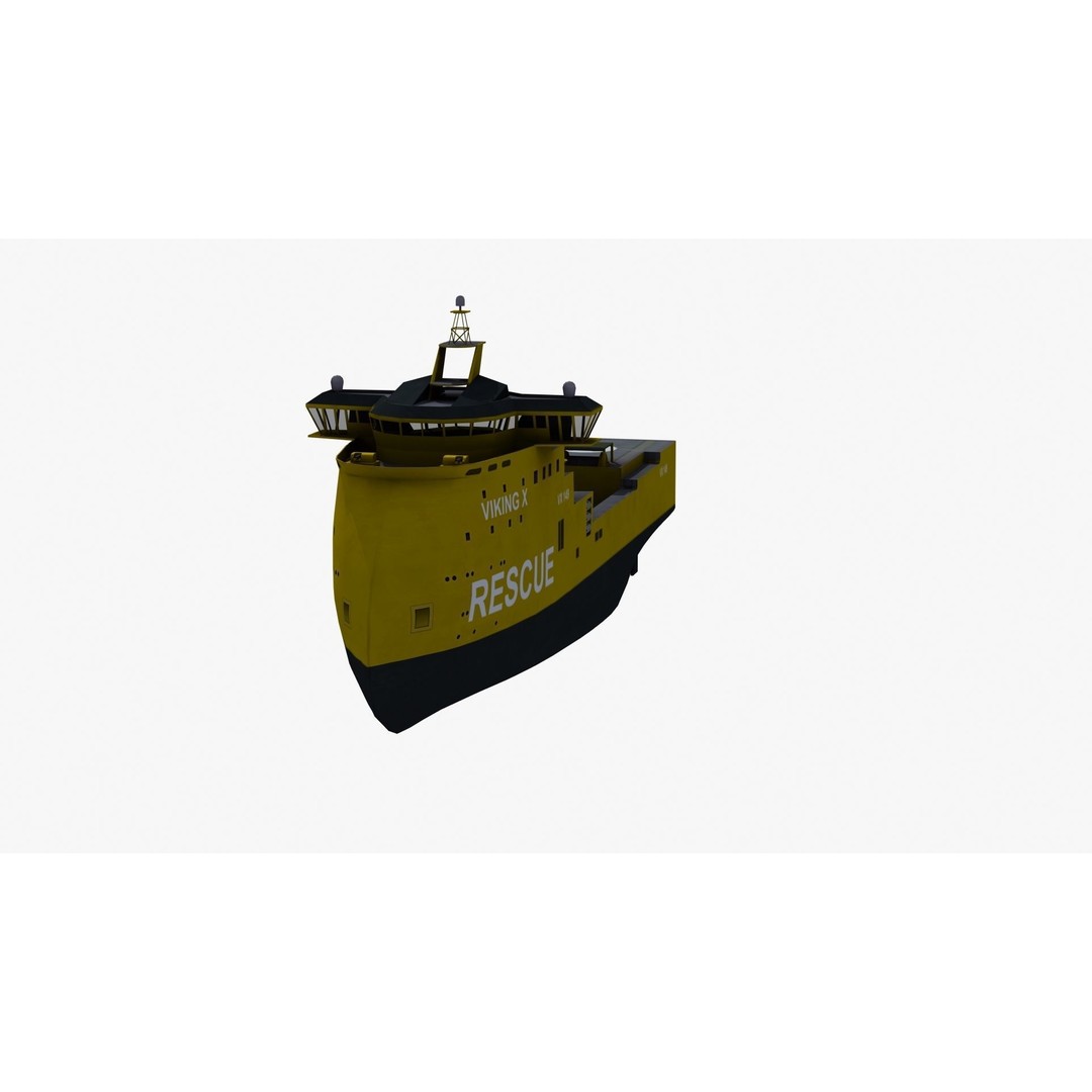 X-Bow Rescue Ship 3D Model – Low Poly Game Ready Watercraft, FBX - View 36