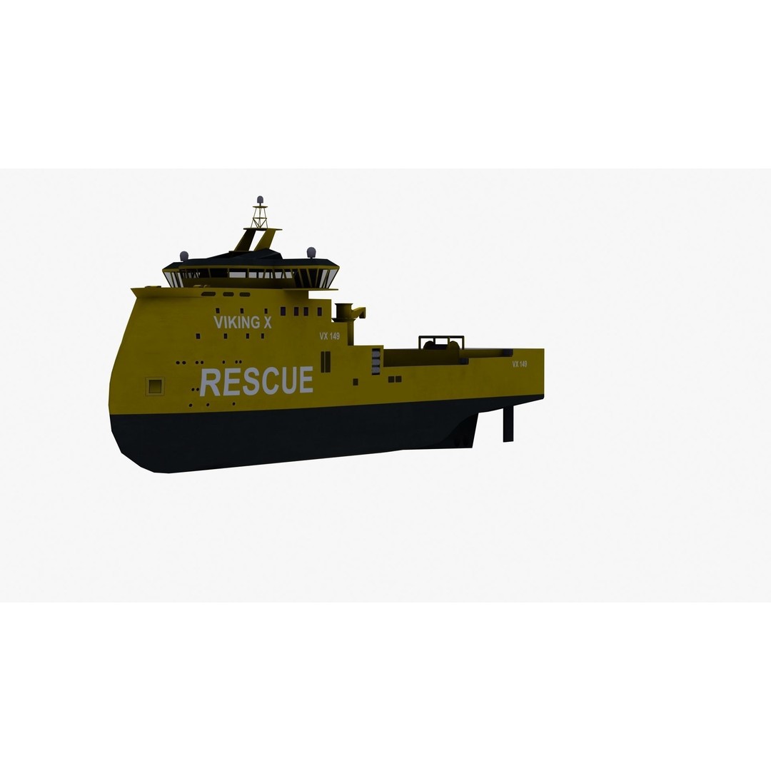 X-Bow Rescue Ship 3D Model – Low Poly Game Ready Watercraft, FBX - View 37