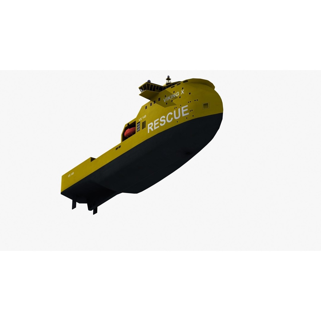 X-Bow Rescue Ship 3D Model – Low Poly Game Ready Watercraft, FBX - View 39