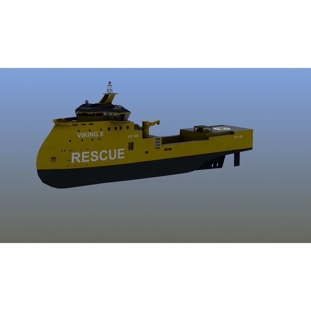 X-Bow Rescue Ship 3D Model – Low Poly Game Ready Watercraft, FBX - View 4