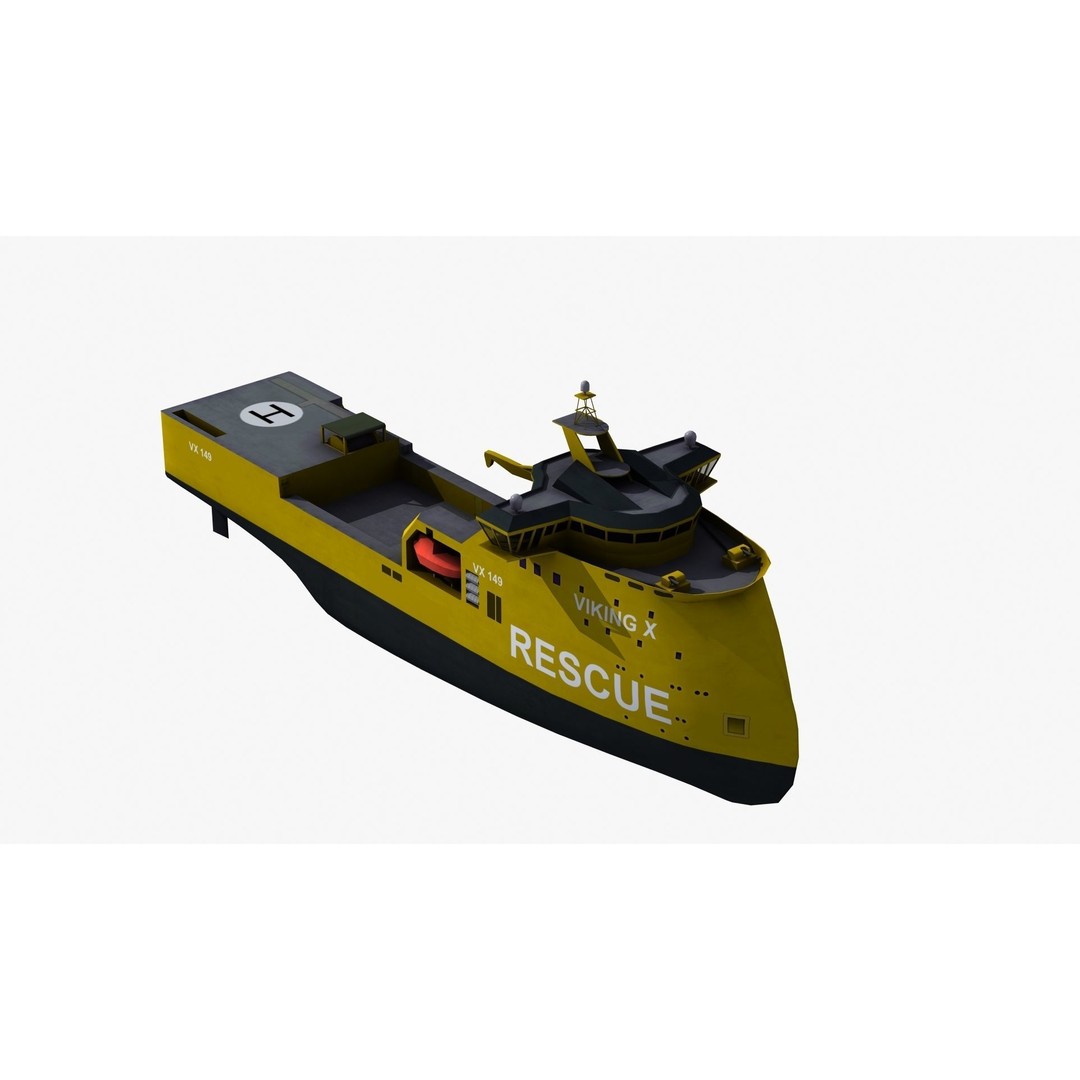 X-Bow Rescue Ship 3D Model – Low Poly Game Ready Watercraft, FBX - View 40