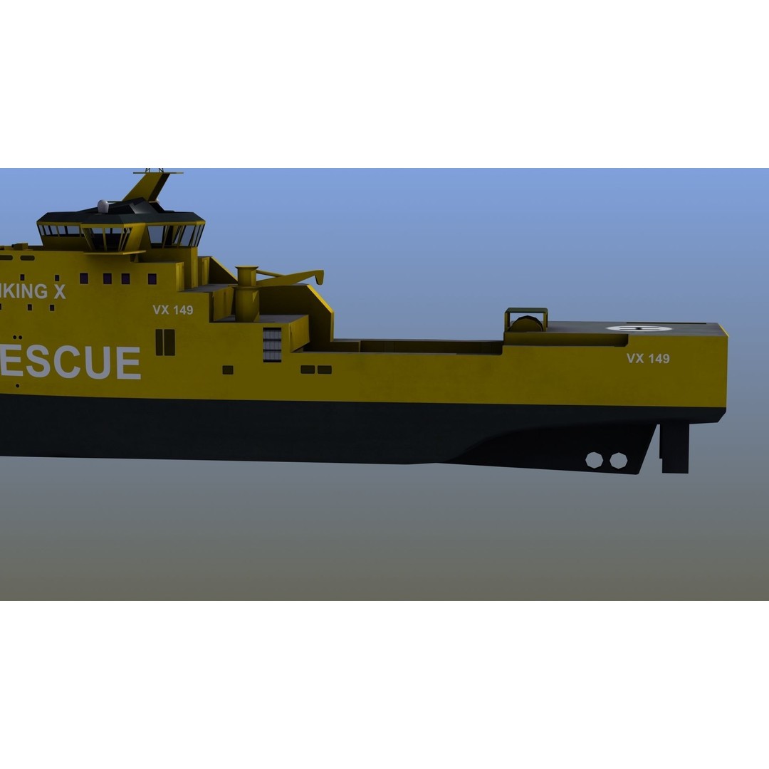X-Bow Rescue Ship 3D Model – Low Poly Game Ready Watercraft, FBX - View 5