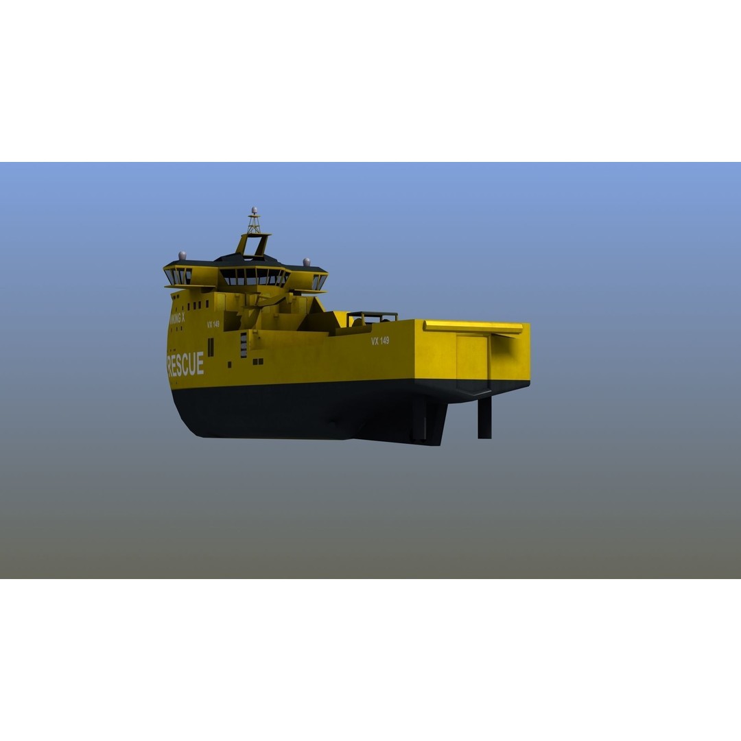 X-Bow Rescue Ship 3D Model – Low Poly Game Ready Watercraft, FBX - View 6