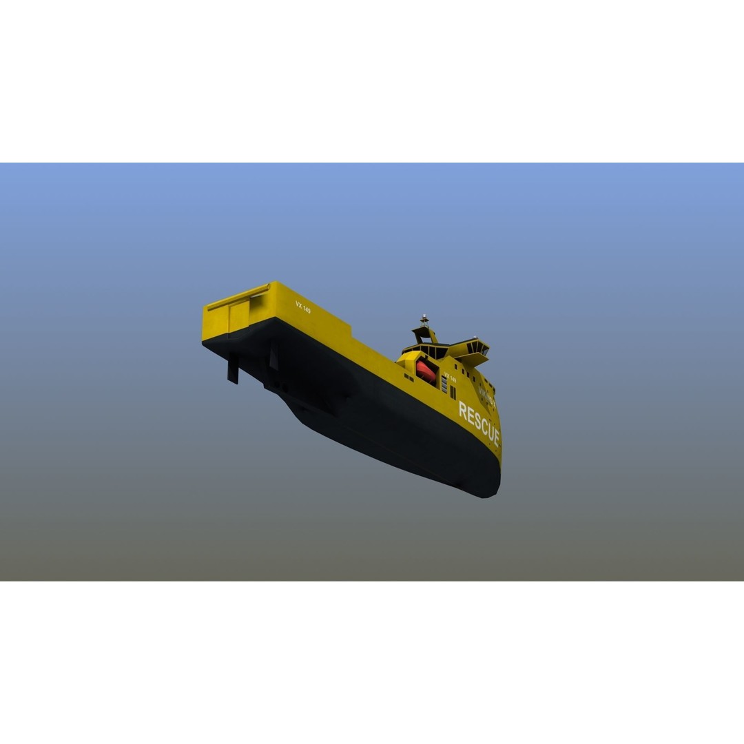 X-Bow Rescue Ship 3D Model – Low Poly Game Ready Watercraft, FBX - View 8