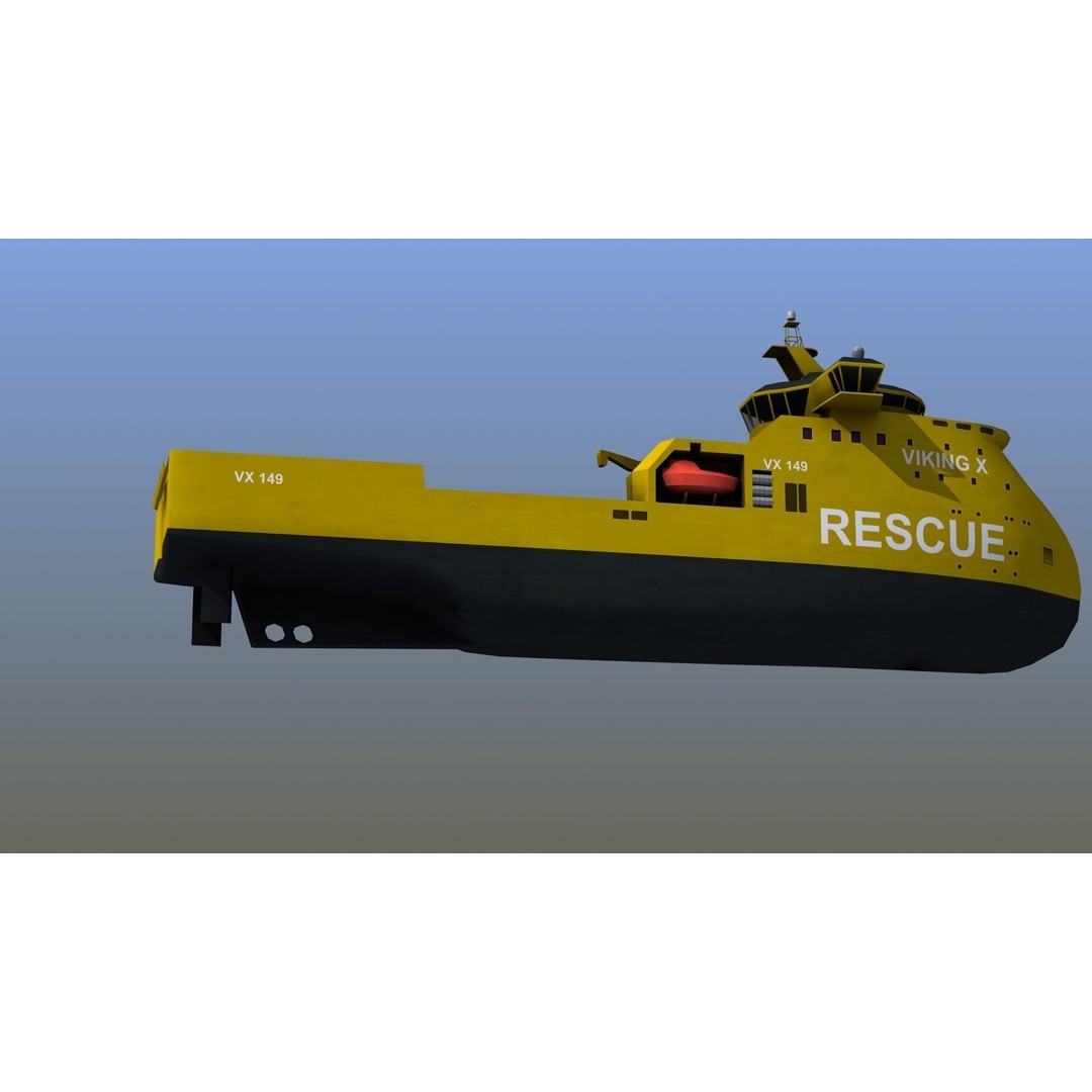 X-Bow Rescue Ship 3D Model – Low Poly Game Ready Watercraft, FBX - View 9