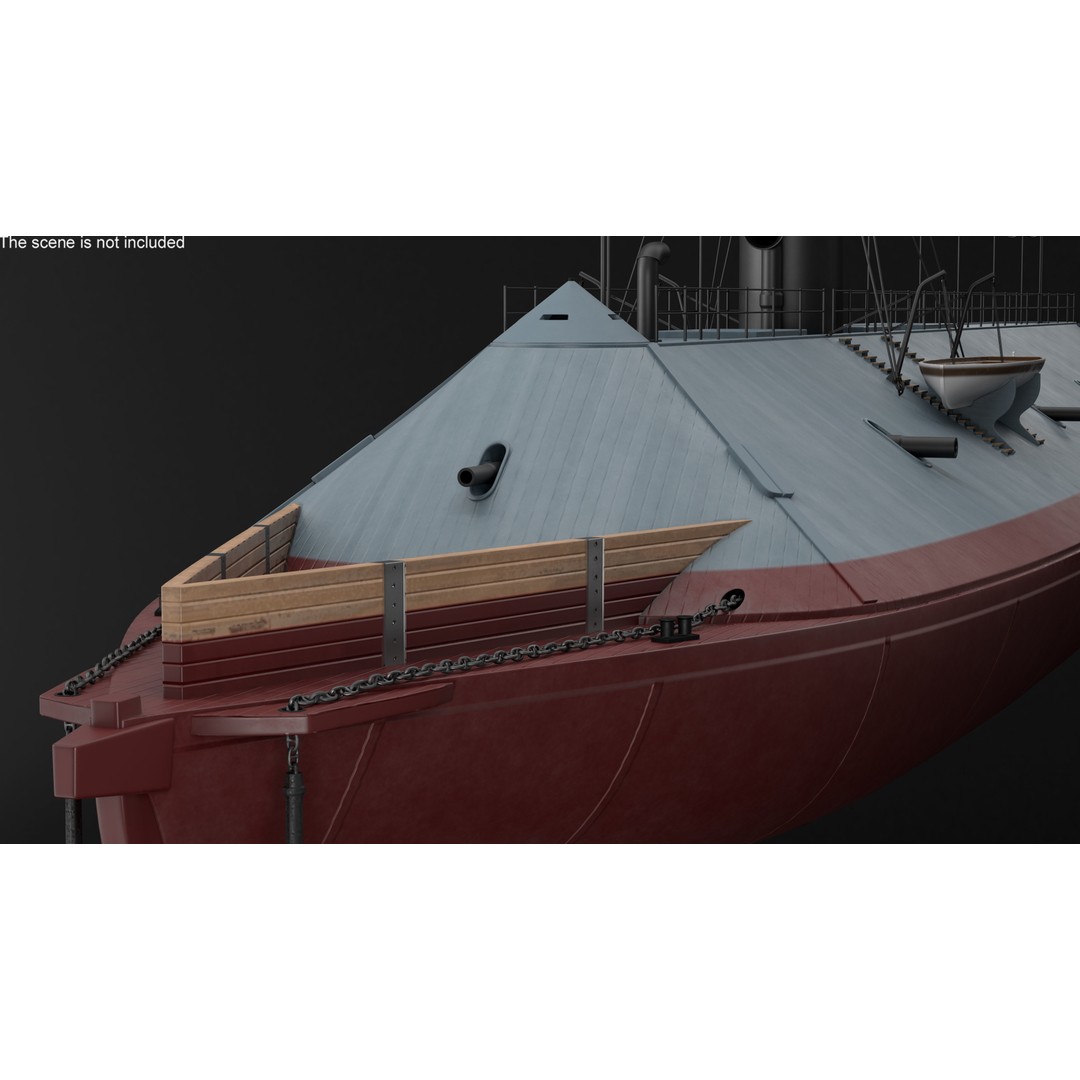 Confederate Navy Ship CSS Virginia 3D Model – Historic Ironclad, PBR Textures - View 10