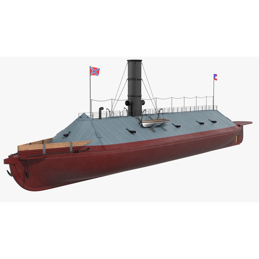 Confederate Navy Ship CSS Virginia 3D Model – Historic Ironclad, PBR Textures - View 11