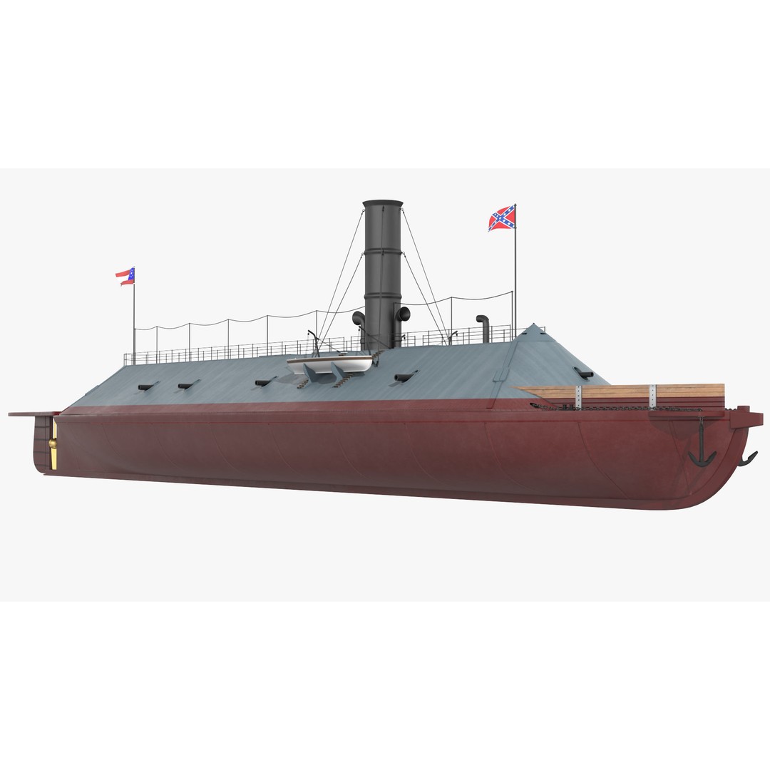 Confederate Navy Ship CSS Virginia 3D Model – Historic Ironclad, PBR Textures - View 12