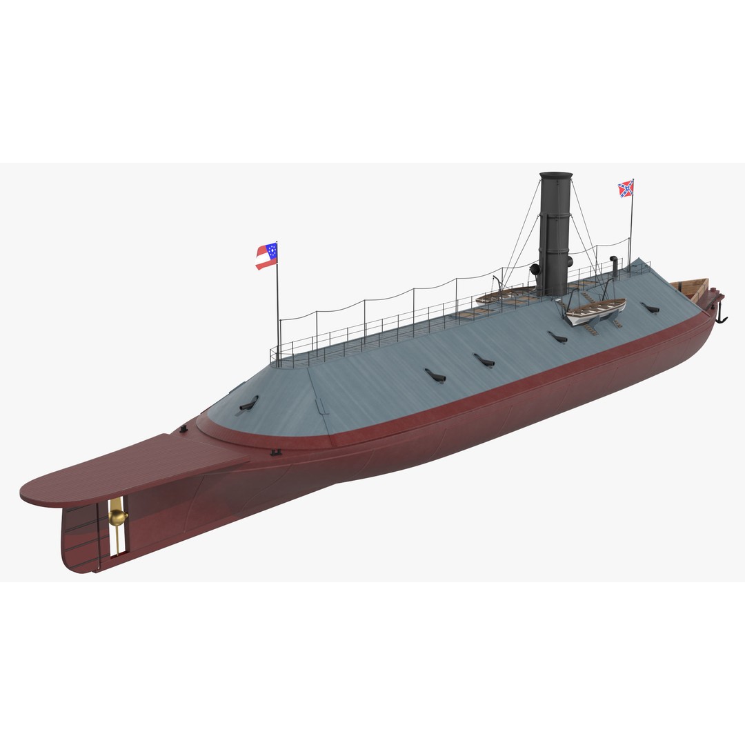 Confederate Navy Ship CSS Virginia 3D Model – Historic Ironclad, PBR Textures - View 13