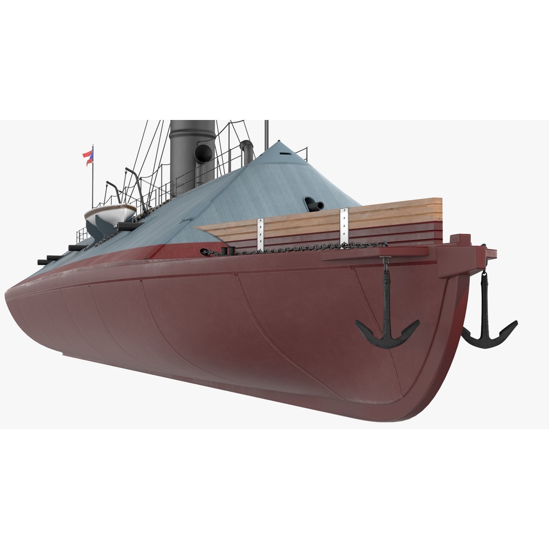 Confederate Navy Ship CSS Virginia 3D Model – Historic Ironclad, PBR Textures - View 14