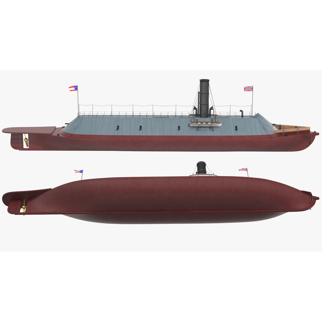 Confederate Navy Ship CSS Virginia 3D Model – Historic Ironclad, PBR Textures - View 15