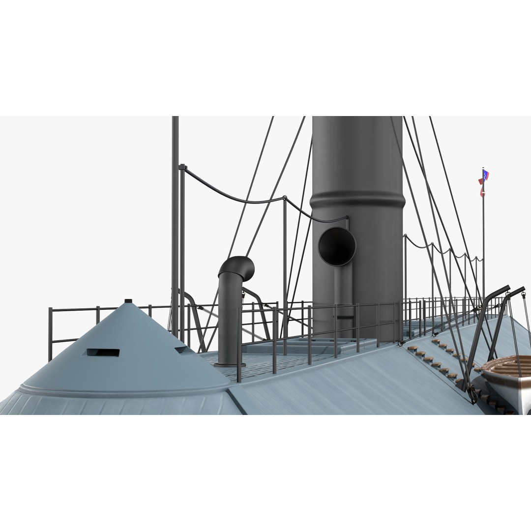 Confederate Navy Ship CSS Virginia 3D Model – Historic Ironclad, PBR Textures - View 16