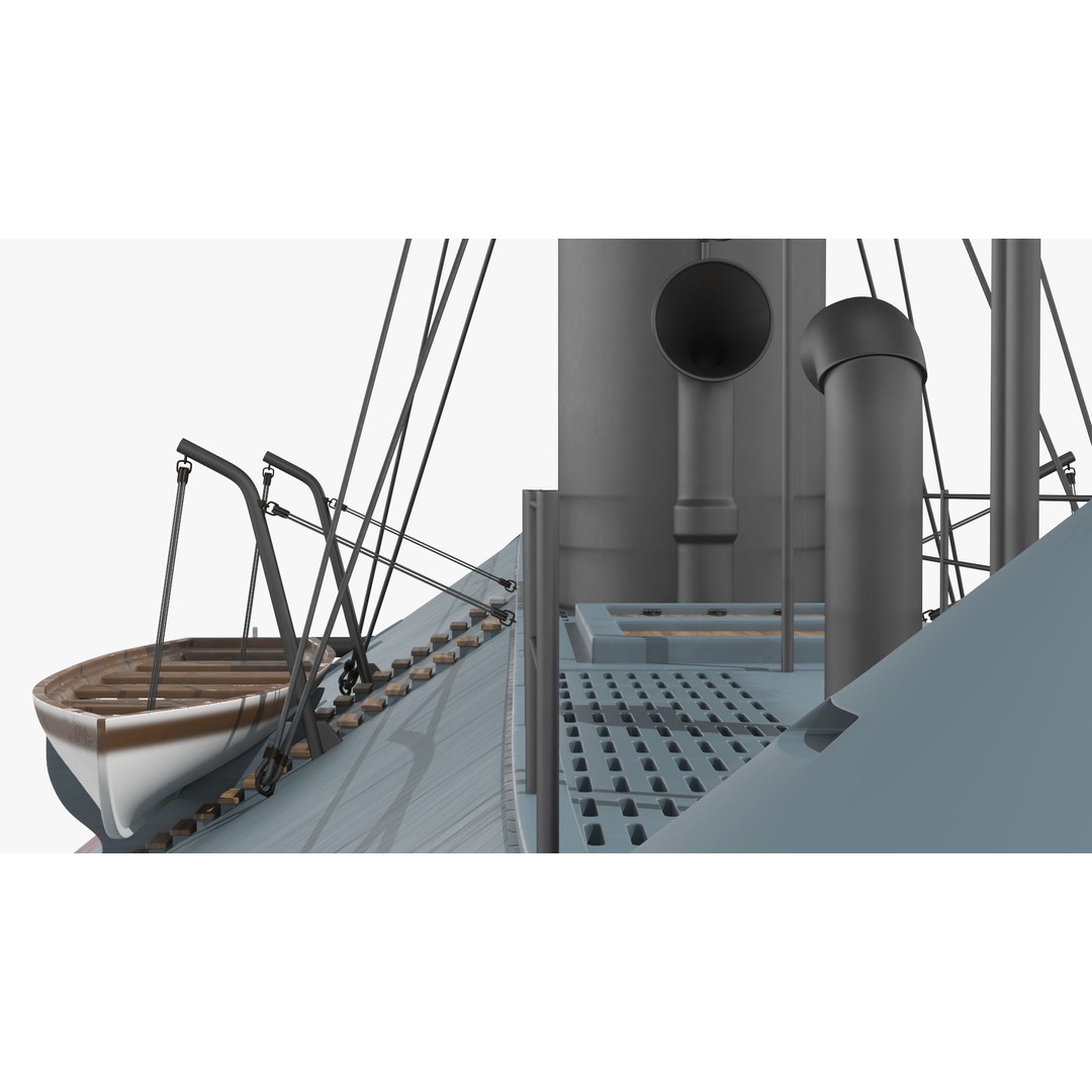 Confederate Navy Ship CSS Virginia 3D Model – Historic Ironclad, PBR Textures - View 17