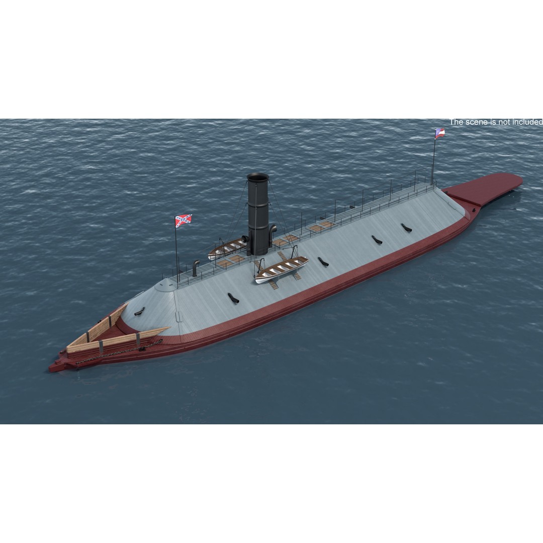 Confederate Navy Ship CSS Virginia 3D Model – Historic Ironclad, PBR Textures - View 2