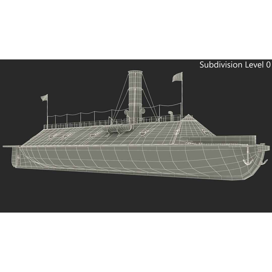 Confederate Navy Ship CSS Virginia 3D Model – Historic Ironclad, PBR Textures - View 23