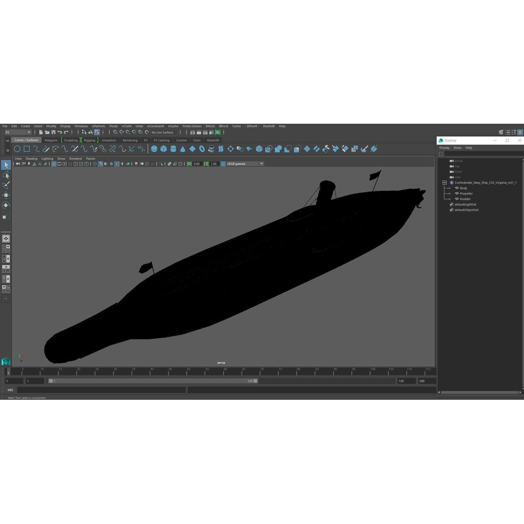 Confederate Navy Ship CSS Virginia 3D Model – Historic Ironclad, PBR Textures - View 31