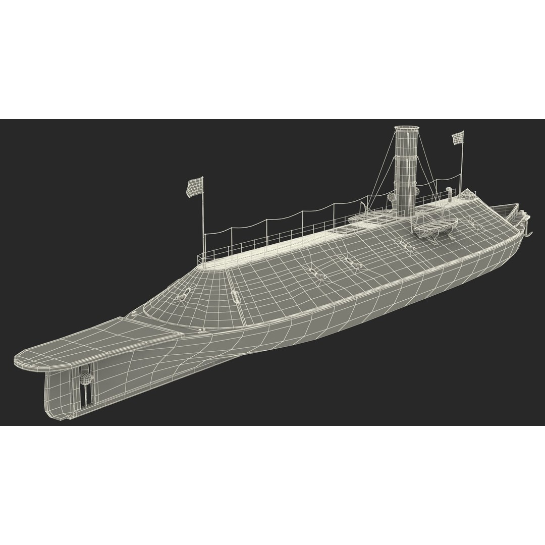 Confederate Navy Ship CSS Virginia 3D Model – Historic Ironclad, PBR Textures - View 32