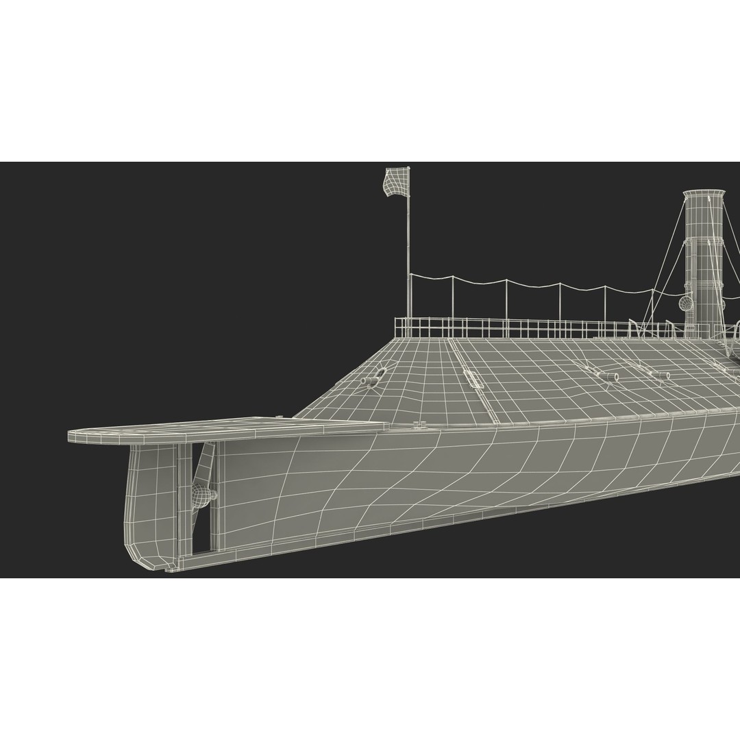 Confederate Navy Ship CSS Virginia 3D Model – Historic Ironclad, PBR Textures - View 33