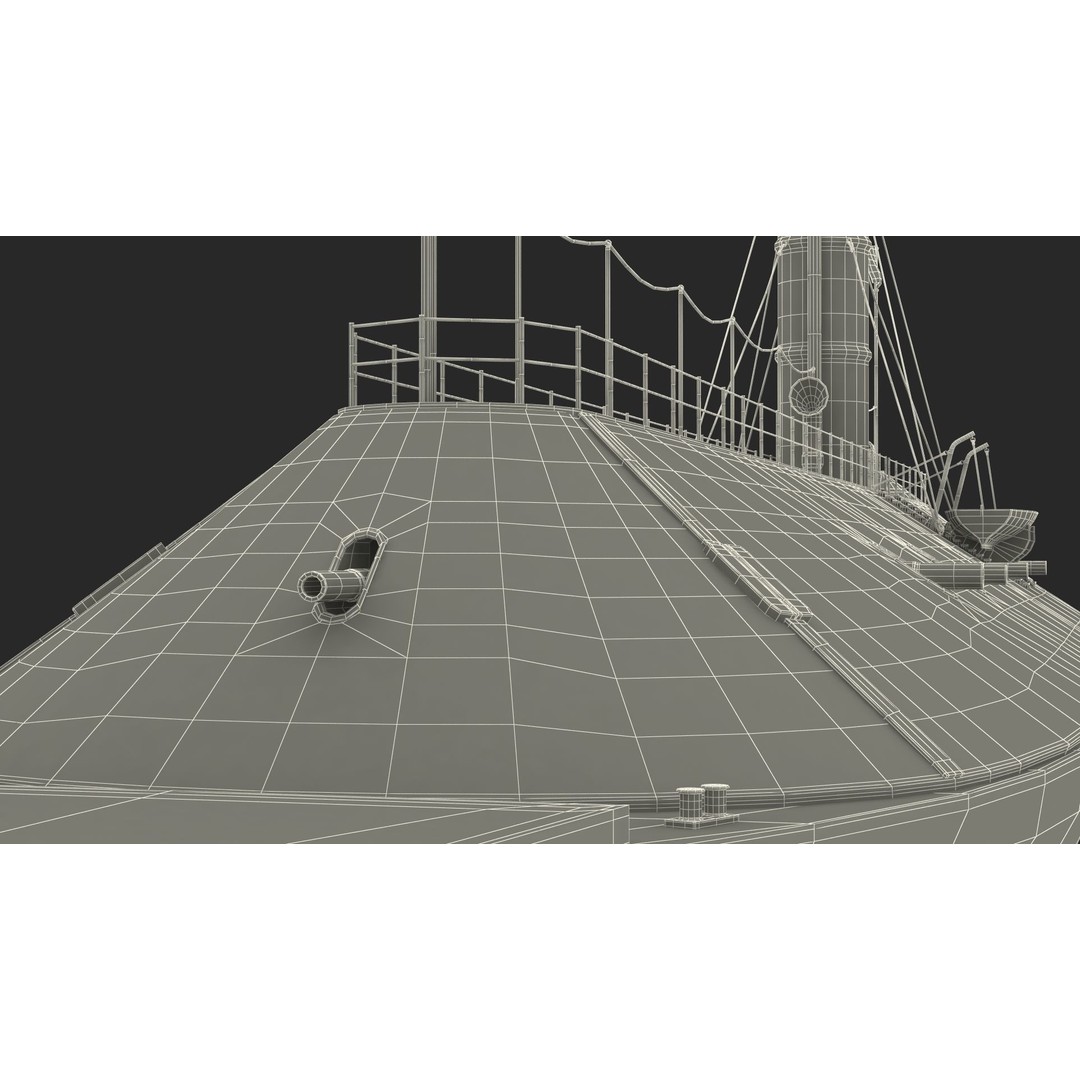 Confederate Navy Ship CSS Virginia 3D Model – Historic Ironclad, PBR Textures - View 34