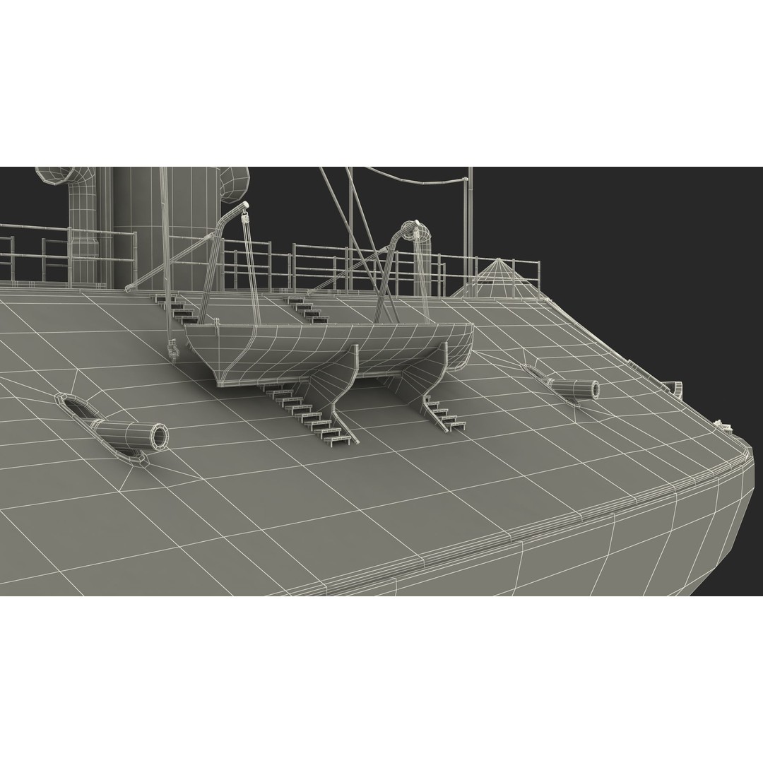 Confederate Navy Ship CSS Virginia 3D Model – Historic Ironclad, PBR Textures - View 35