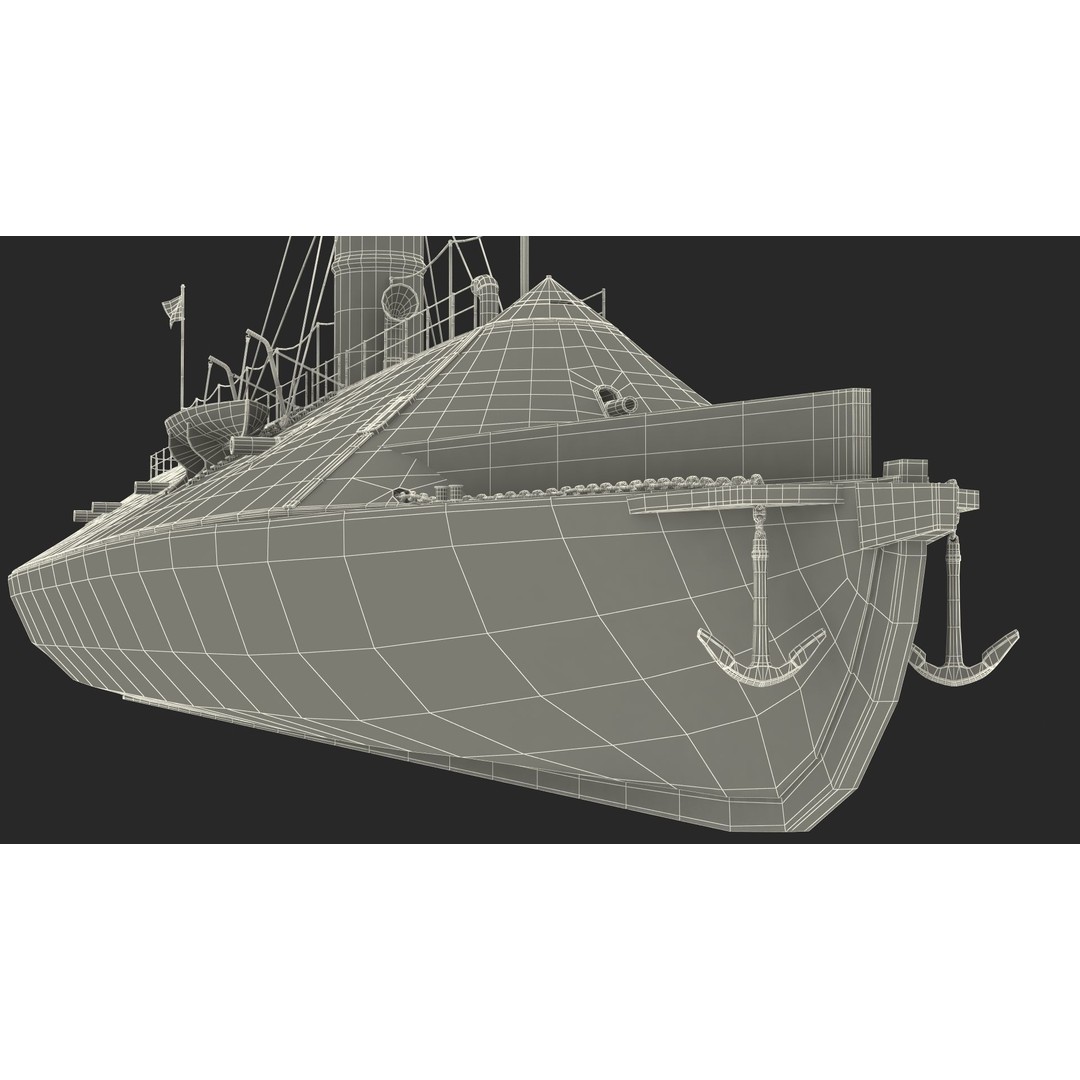 Confederate Navy Ship CSS Virginia 3D Model – Historic Ironclad, PBR Textures - View 36