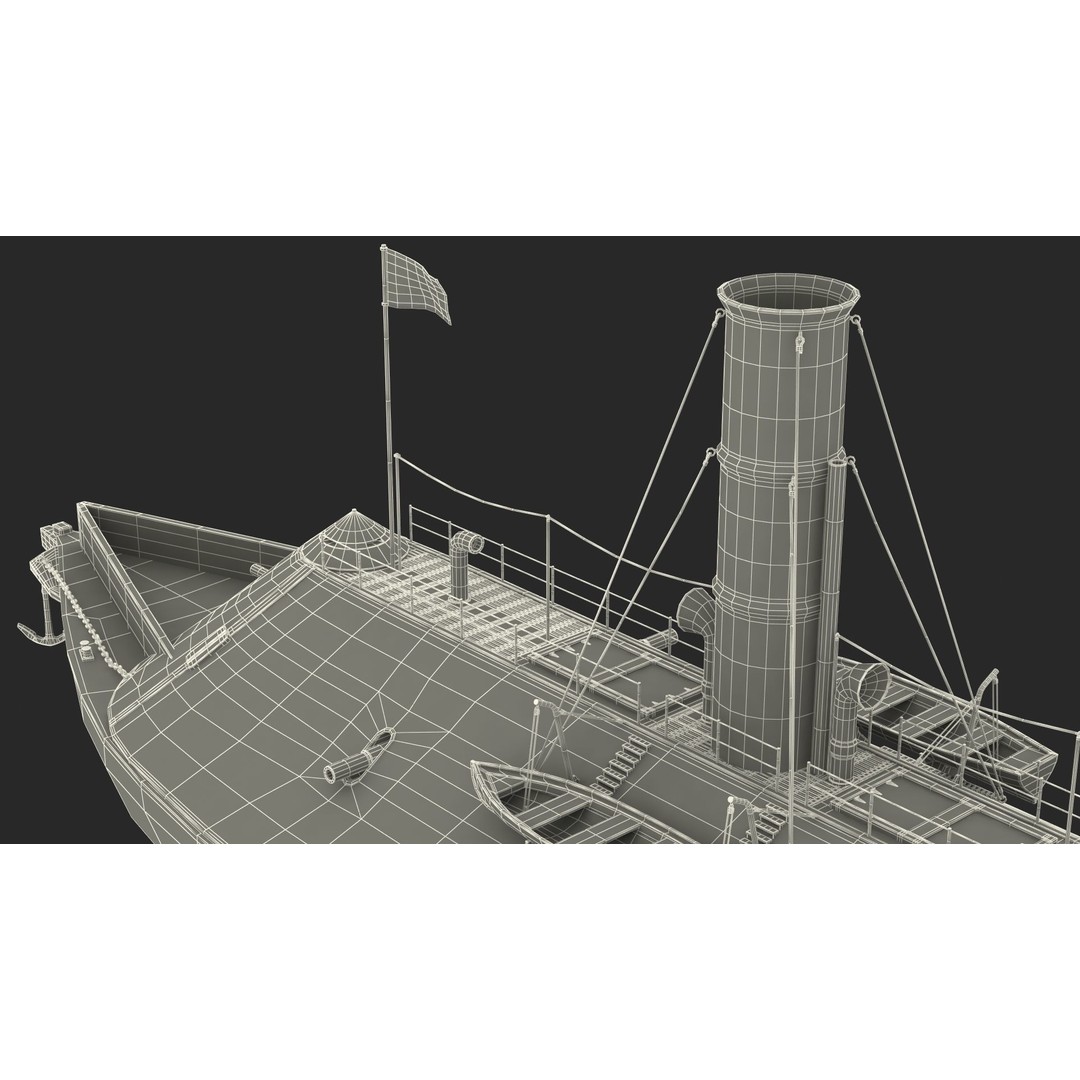 Confederate Navy Ship CSS Virginia 3D Model – Historic Ironclad, PBR Textures - View 37
