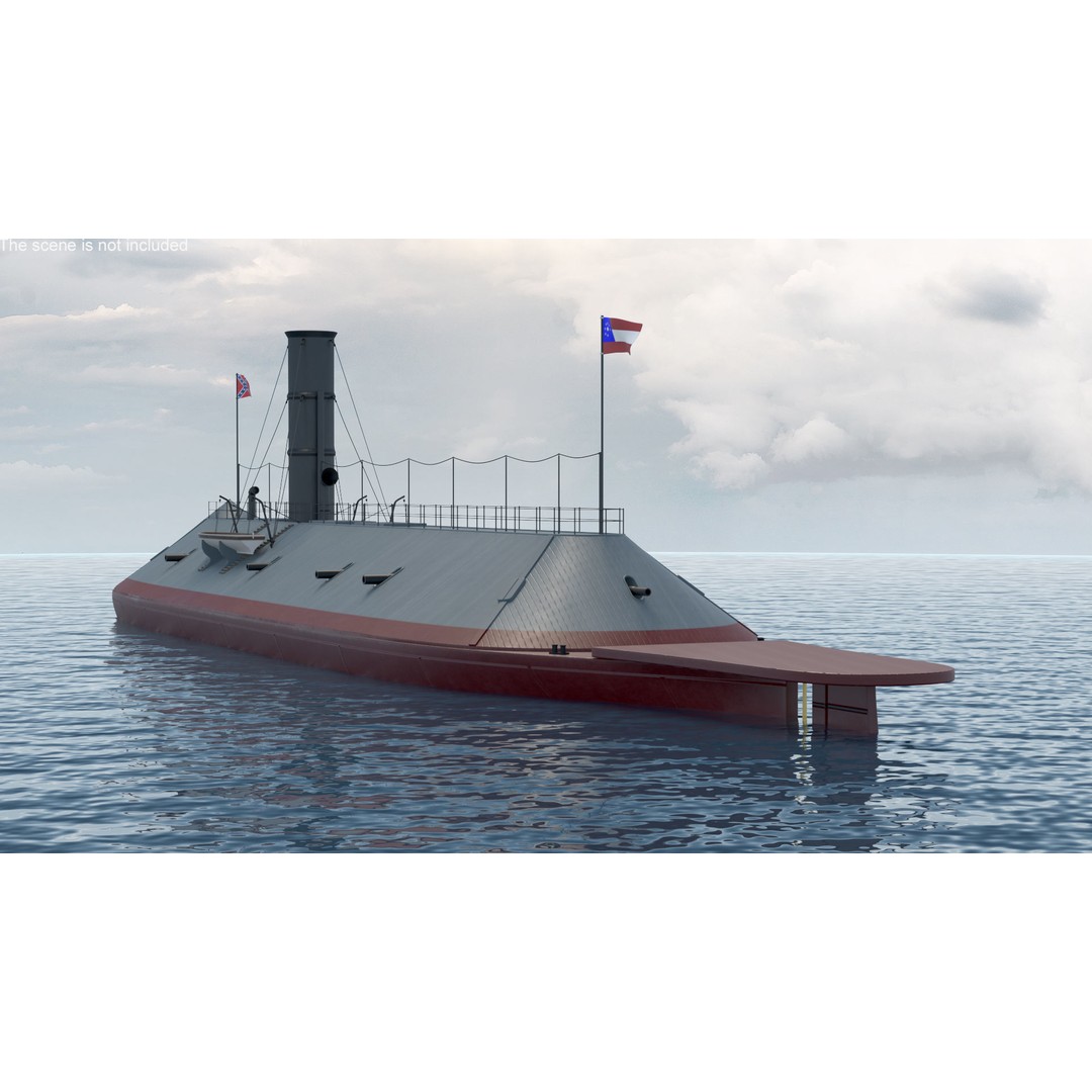Confederate Navy Ship CSS Virginia 3D Model – Historic Ironclad, PBR Textures - View 4