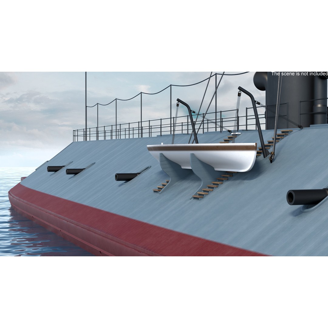 Confederate Navy Ship CSS Virginia 3D Model – Historic Ironclad, PBR Textures - View 5