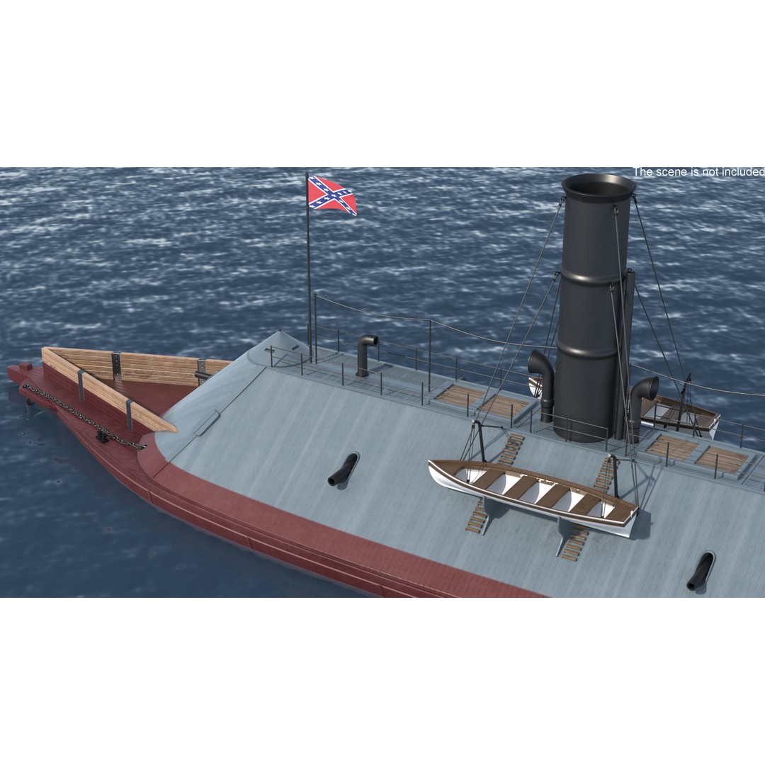 Confederate Navy Ship CSS Virginia 3D Model – Historic Ironclad, PBR Textures - View 6