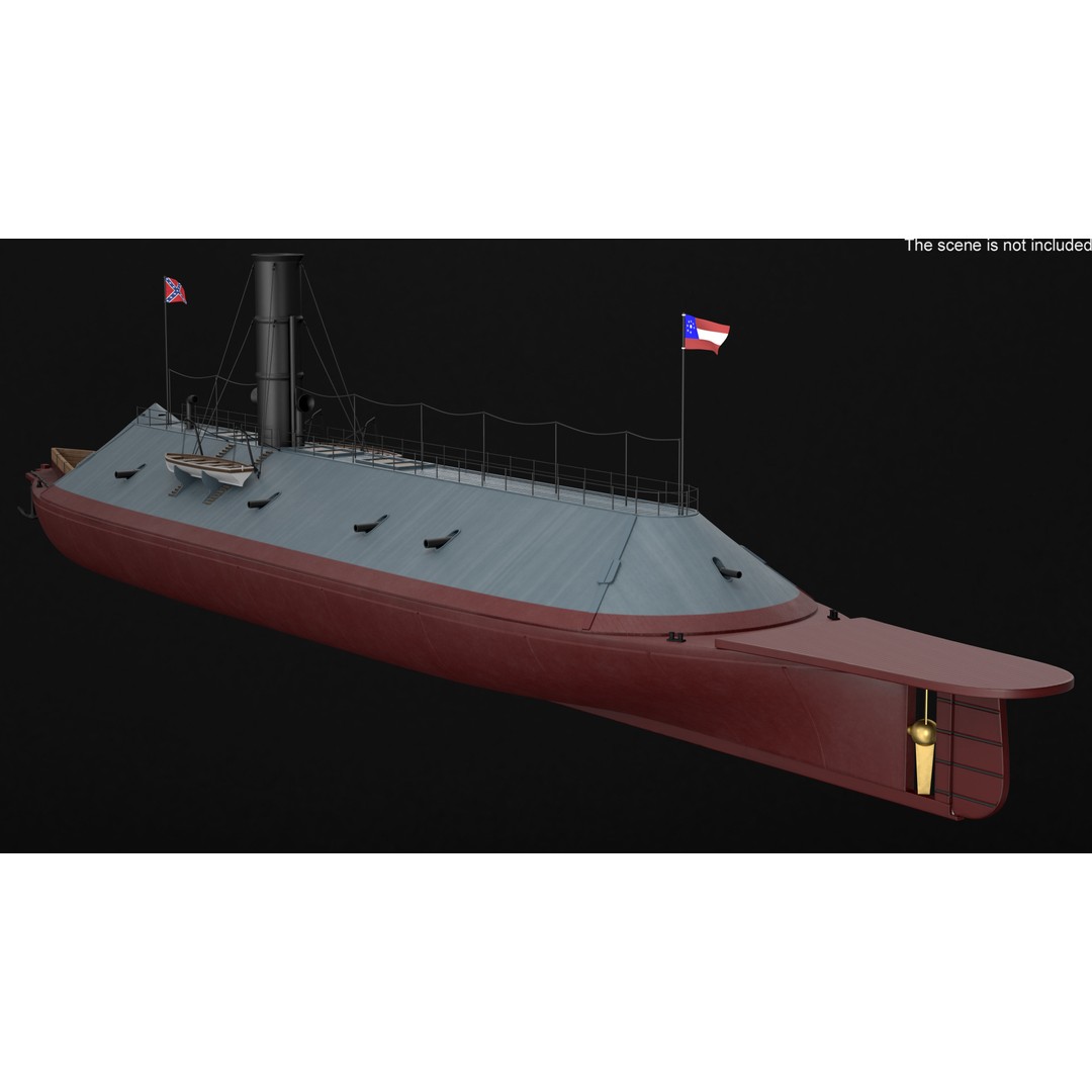 Confederate Navy Ship CSS Virginia 3D Model – Historic Ironclad, PBR Textures - View 8