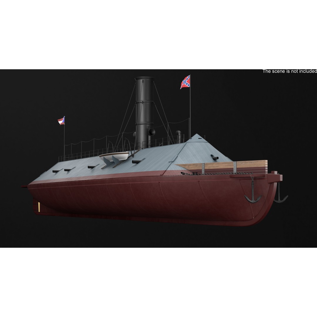 Confederate Navy Ship CSS Virginia 3D Model – Historic Ironclad, PBR Textures - View 9