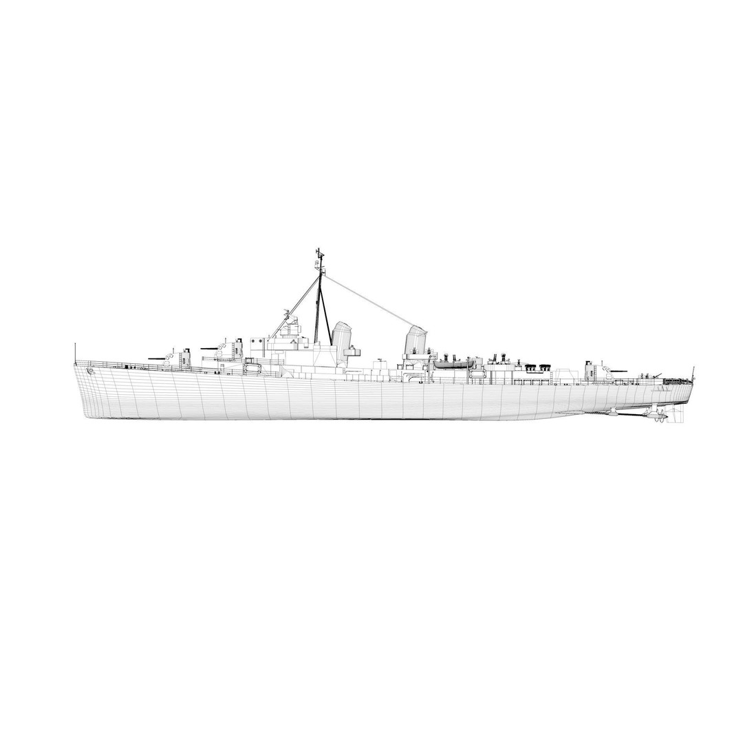 Robert H. Smith Class Destroyer Minelayer 3D Model – Rigged Warship Asset, FBX - View 13
