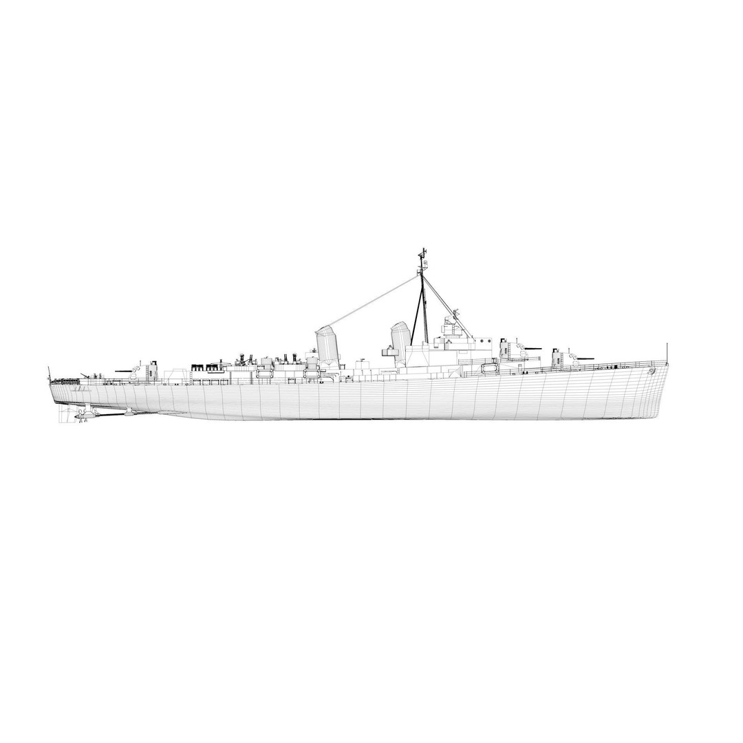 Robert H. Smith Class Destroyer Minelayer 3D Model – Rigged Warship Asset, FBX - View 14