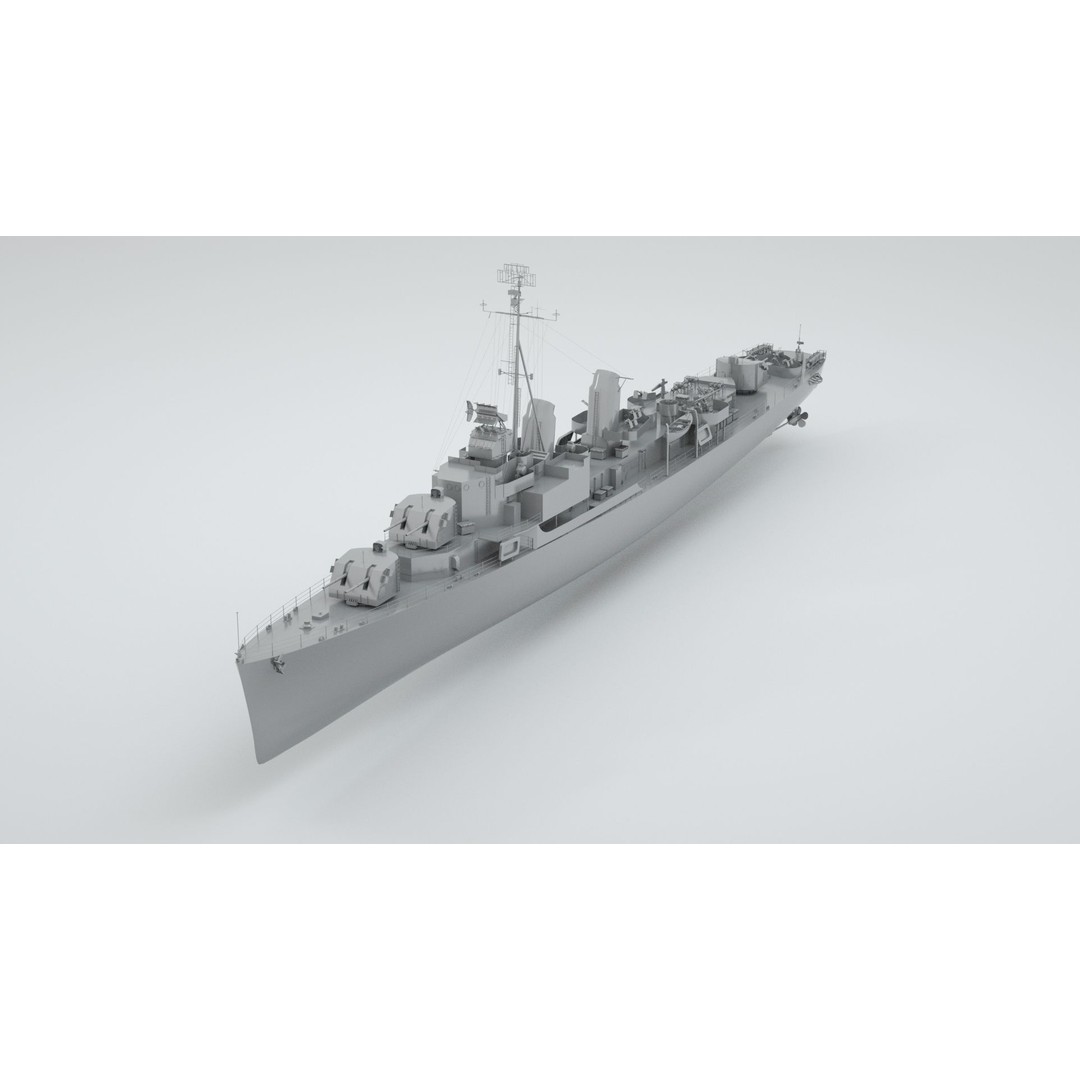 Robert H. Smith Class Destroyer Minelayer 3D Model – Rigged Warship Asset, FBX - View 3