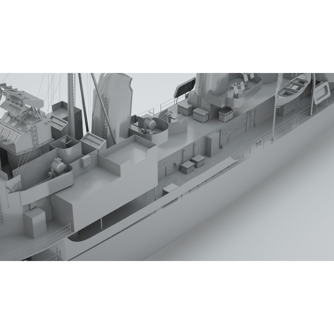 Robert H. Smith Class Destroyer Minelayer 3D Model – Rigged Warship Asset, FBX - View 6