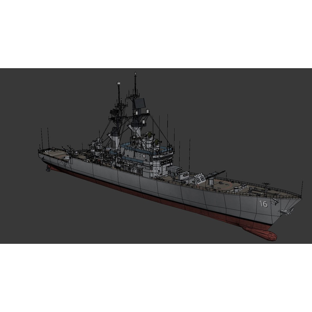 USS Leahy 3D Model – Low Poly Guided Missile Cruiser, FBX